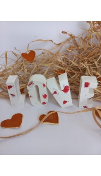 LOVE Yazısı Renkli Taşlı Dekoratif Obje