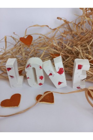 LOVE Yazısı Renkli Taşlı Dekoratif Obje