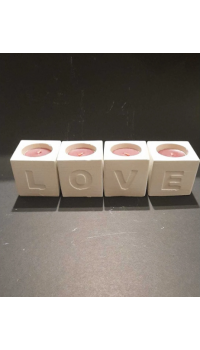 4'lü Beyaz Love Dekoratif Mumluk