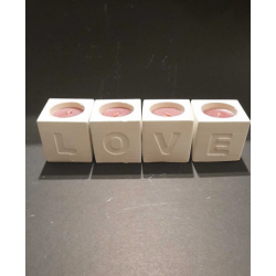 4'lü Beyaz Love Dekoratif Mumluk
