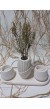 PAMPAS VAZOLU TABAKLI İKİLİ TEALİGHT MUMLUK SET BEYAZ