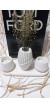 PAMPAS VAZOLU TABAKLI İKİLİ TEALİGHT MUMLUK SET BEYAZ