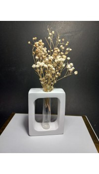 Kuru Çiçeklik Vazo, Beyaz ( Dikdörtgen Model ) Cam Tüplü Dekoratif Vazo Kuru Çiçeklik Vazo, Beyaz ( Dikdörtgen Model ) Cam Tüplü Dekoratif Vazo