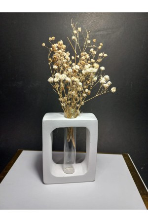 Kuru Çiçeklik Vazo, Beyaz ( Dikdörtgen Model ) Cam Tüplü Dekoratif Vazo Kuru Çiçeklik Vazo, Beyaz ( Dikdörtgen Model ) Cam Tüplü Dekoratif Vazo