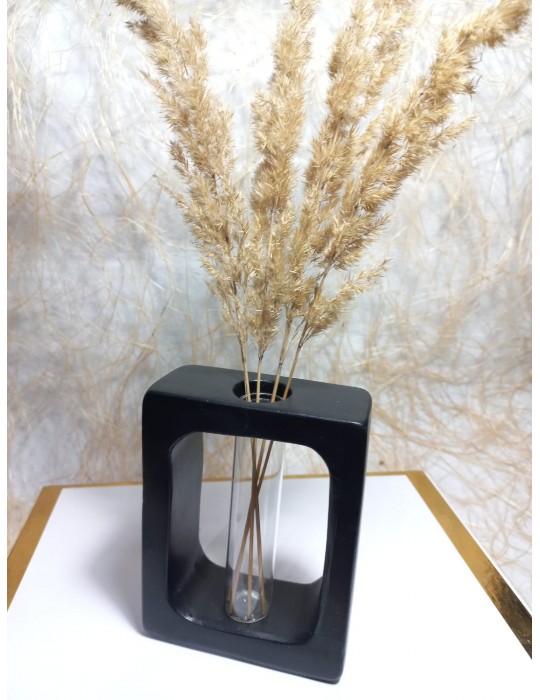 Kuru Çiçeklik Vazo Siyah ( Dikdörtgen Model ) Cam Tüplü Dekoratif Vazo Kuru Çiçeklik Vazo Siyah ( Dikdörtgen Model ) Cam Tüplü Dekoratif Vazo