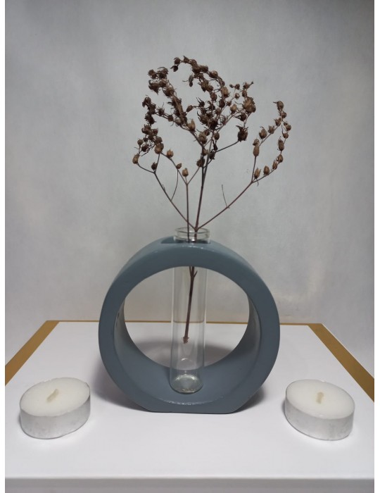 Dekoratif Vazo, Cam Tüplü, ( Yuvarlak Model ) Gri Dekoratif Vazo, Cam Tüplü, ( Yuvarlak Model ) Gri