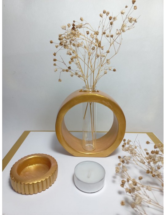 Dekoratif Vazo, Cam Tüplü, ( Yuvarlak Model ) Antiquity Gold Dekoratif Vazo, Cam Tüplü, ( Yuvarlak Model ) Antiquity Gold