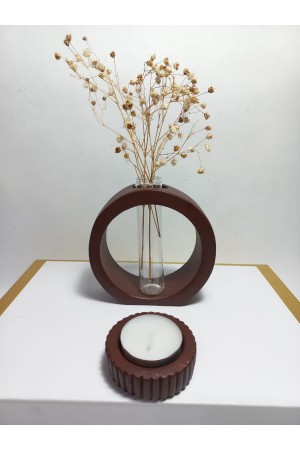 Dekoratif Vazo, Cam Tüplü,  ( Yuvarlak Model ) Chocolate Kahve