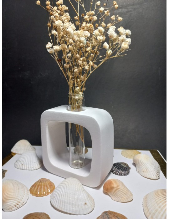 Minimal Vazo, Cam Tüplü ( Kare Model ) Dekoratif Beyaz Vazo Minimal Vazo, Cam Tüplü ( Kare Model ) Dekoratif Beyaz Vazo