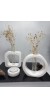 Beyaz Masaüstü Minimal 2'li Vazo Seti, Yuvarlak-Kare Formlu, Cam Tüplü Vazo