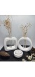 Beyaz Masaüstü Minimal 2'li Vazo Seti, Yuvarlak-Kare Formlu, Cam Tüplü Vazo