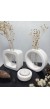 Beyaz Masaüstü Minimal 2'li Vazo Seti, Yuvarlak-Kare Formlu, Cam Tüplü Vazo