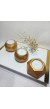 Geometrik Desenli  Antiquity Gold 3'lü Mumluk Set, Dekoratif Masa Sehpa Üstü Aksesuar