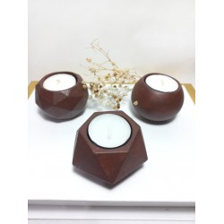 Geometrik Desenli Chocolate Kahve 3'lü Mumluk Set, Dekoratif Masa Sehpa Üstü Aksesuar Geometrik Desenli Chocolate Kahve 3'lü Mumluk Set, Dekoratif Masa Sehpa Üstü Aksesuar