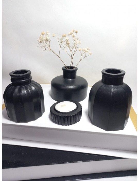 Modern Minimal Vazo Set 3'lü, Ev & Ofis Hediyelik, Dekoratif Obje, Siyah Modern Minimal Vazo Set 3'lü, Ev & Ofis Hediyelik, Dekoratif Obje, Siyah