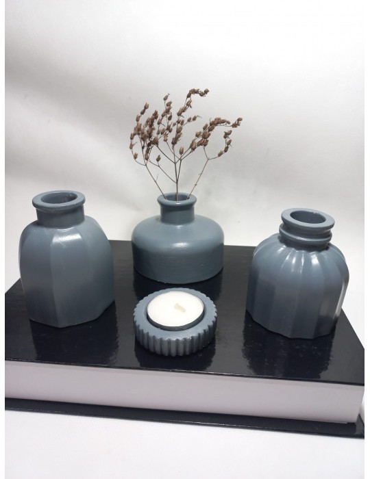 Modern Minimal Vazo Set 3'lü, Ev & Ofis Hediyelik, Dekoratif Obje, Gri Modern Minimal Vazo Set 3'lü, Ev & Ofis Hediyelik, Dekoratif Obje, Gri