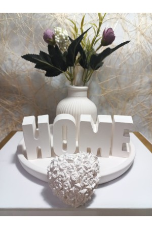 HOME Yazılı Vazolu Set-Tabak,Vazo,Kalp Obje ve Harfler
