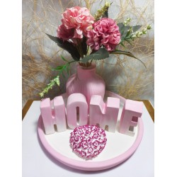 HOME Yazılı Vazolu Set Pembe-Tabak,Vazo,Kalp Obje ve Harfler HOME Yazılı Vazolu Set Pembe-Tabak,Vazo,Kalp Obje ve Harfler