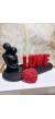 LOVE Yazılı Kalp Figürlü Sarılan Sevgili Biblo Set Siyah-Kırmızı LOVE Yazılı Kalp Figürlü Sarılan Sevgili Biblo Set Siyah-Kırmızı