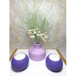 Şık Tasarım Minimal Vazo, İkili Mumluk Set Ev&Ofis,Dekoratif Aksesuar Mor-Lila Şık Tasarım Minimal Vazo, İkili Mumluk Set Ev&Ofis,Dekoratif Aksesuar Mor-Lila
