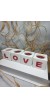  LOVE Yazılı 4'lü Dekoratif Mumluk Set Beyaz-Kırmızı