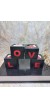 LOVE Yazılı 4'lü Dekoratif Mumluk Set Kırmızı-Siyah