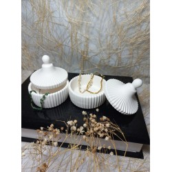 2'li Dekoratif Çok Amaçlı Takı Kutusu Beyaz