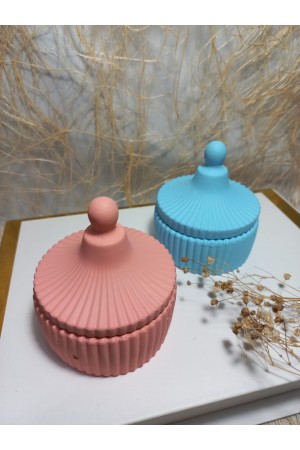 2'li Dekoratif Çok Amaçlı Takı Kutusu AçıkMavi-Mercan