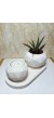 Geometrik Desenli Tabaklı Sukulent Saksı ve Mumluk Set, Masa Sehpa Üstü Dekoratif Obje Beyaz