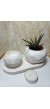 Geometrik Desenli Tabaklı Sukulent Saksı ve Mumluk Set, Masa Sehpa Üstü Dekoratif Obje Beyaz