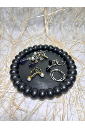 Bubble Yuvarlak Dekoratif Takı Tabağı Siyah