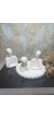 Bubble Yuvarlak Tabakta 3'lü Aile Set Dekoratif Biblo Beyaz