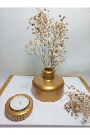 Şık Tasarım Antiquity Gold Rengi Minimal Vazo, Masa ve Sehpa Üzeri, Dekoratif Aksesuar 