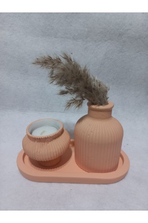 TABAKLI KÜP VAZOLU FİJİ MUMLUK SET RANDOM