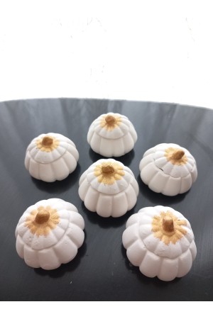 Mini Balkabağı 6'lı Lokumluk, Kahve Yanı Sunumluk Beyaz Dekoratif Obje