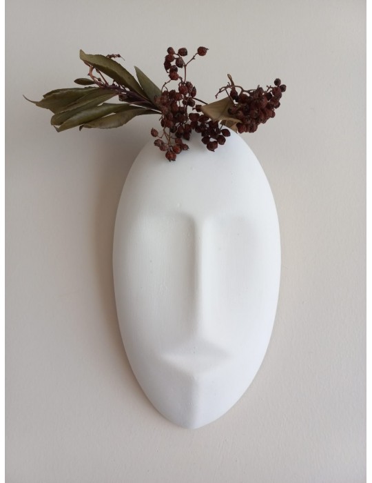 Dekoratif Mask Duvar Vazosu, Duvar Dekoru ,Heykel Duvar Süsü, Beyaz Dekoratif Mask Duvar Vazosu, Duvar Dekoru ,Heykel Duvar Süsü, Beyaz