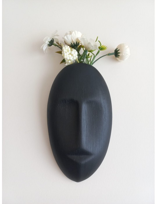 Dekoratif Mask Duvar Vazosu, Duvar Dekoru ,Heykel Duvar Süsü,Siyah Dekoratif Mask Duvar Vazosu, Duvar Dekoru ,Heykel Duvar Süsü,Siyah