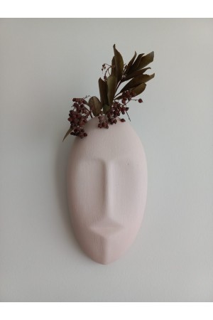 Dekoratif Mask Duvar Vazosu, Duvar Dekoru ,Heykel Duvar Süsü, Bej