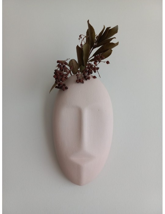 Dekoratif Mask Duvar Vazosu, Duvar Dekoru ,Heykel Duvar Süsü, Bej Dekoratif Mask Duvar Vazosu, Duvar Dekoru ,Heykel Duvar Süsü, Bej