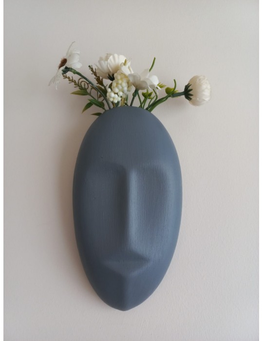 Dekoratif Mask Duvar Vazosu, Duvar Dekoru ,Heykel Duvar Süsü, Gri Dekoratif Mask Duvar Vazosu, Duvar Dekoru ,Heykel Duvar Süsü, Gri