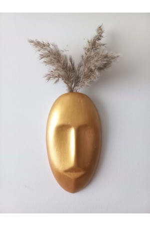Dekoratif Mask Duvar Vazosu, Duvar Dekoru ,Heykel Duvar Süsü,Gold