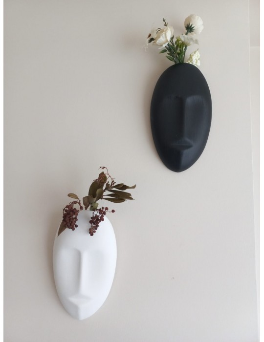 Dekoratif 2'li Yüz Duvar Vazosu, Duvar Süsü ,Heykel Aksesuar Siyah Beyaz Dekoratif 2'li Yüz Duvar Vazosu, Duvar Süsü ,Heykel Aksesuar Siyah Beyaz