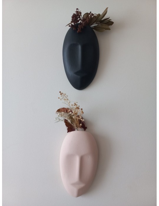 Dekoratif 2'li Yüz Duvar Vazosu, Duvar Süsü ,Heykel Aksesuar Siyah Bej Dekoratif 2'li Yüz Duvar Vazosu, Duvar Süsü ,Heykel Aksesuar Siyah Bej