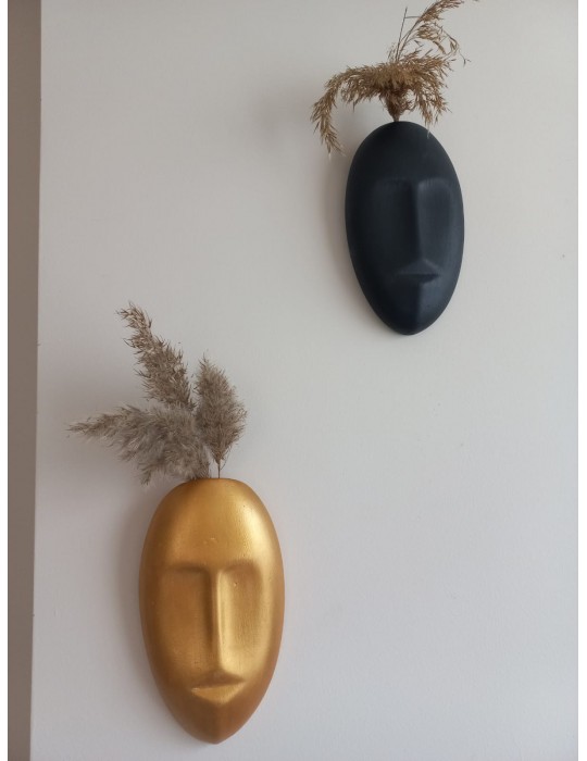 Dekoratif 2'li Yüz Duvar Vazosu, Duvar Süsü ,Heykel Aksesuar Siyah Gold Dekoratif 2'li Yüz Duvar Vazosu, Duvar Süsü ,Heykel Aksesuar Siyah Gold