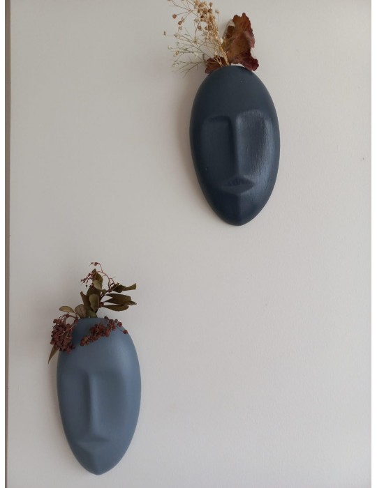 Dekoratif 2'li Yüz Duvar Vazosu, Duvar Süsü ,Heykel Aksesuar Antrasit Gri Dekoratif 2'li Yüz Duvar Vazosu, Duvar Süsü ,Heykel Aksesuar Antrasit Gri