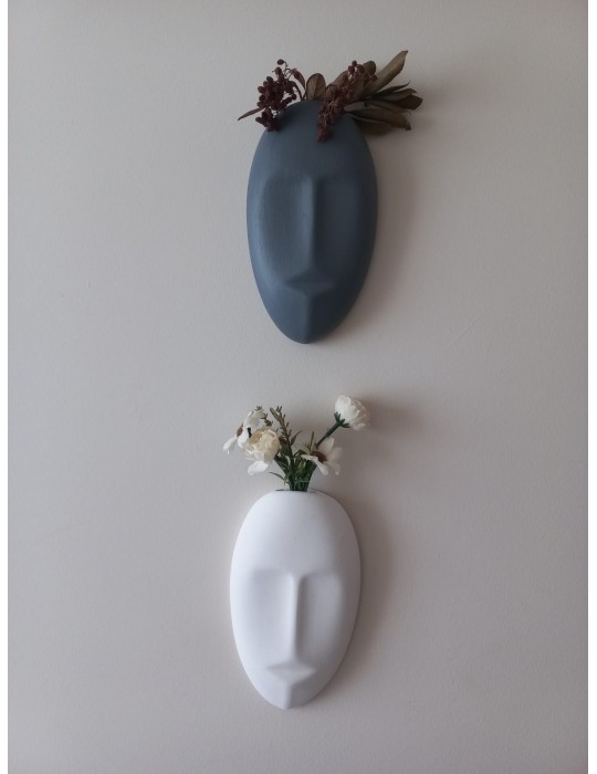 Dekoratif 2'li Yüz Duvar Vazosu, Duvar Süsü ,Heykel Aksesuar Beyaz Gri Dekoratif 2'li Yüz Duvar Vazosu, Duvar Süsü ,Heykel Aksesuar Beyaz Gri