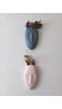 Dekoratif 2'li Yüz Duvar Vazosu, Duvar Süsü ,Heykel Aksesuar Gri Bej Dekoratif 2'li Yüz Duvar Vazosu, Duvar Süsü ,Heykel Aksesuar Gri Bej