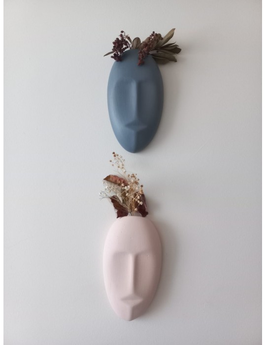 Dekoratif 2'li Yüz Duvar Vazosu, Duvar Süsü ,Heykel Aksesuar Gri Bej Dekoratif 2'li Yüz Duvar Vazosu, Duvar Süsü ,Heykel Aksesuar Gri Bej