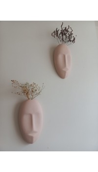 Dekoratif 2'li Yüz Duvar Vazosu, Duvar Süsü ,Heykel Aksesuar Bej Dekoratif 2'li Yüz Duvar Vazosu, Duvar Süsü ,Heykel Aksesuar Bej