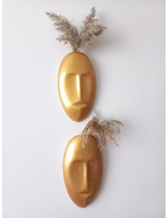 Dekoratif 2'li Yüz Duvar Vazosu, Duvar Süsü ,Heykel Aksesuar Gold Dekoratif 2'li Yüz Duvar Vazosu, Duvar Süsü ,Heykel Aksesuar Gold